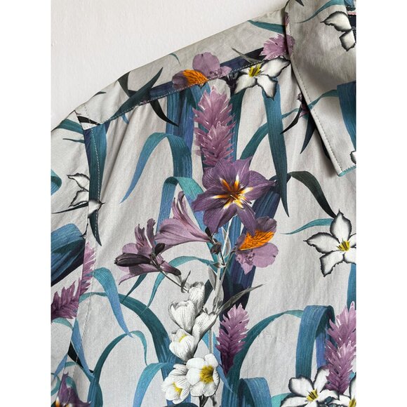 Floral Shirt Men Ted Baker Hawaiian | Casual Button Down Vacation Short Sleeve - Picture 4 of 5